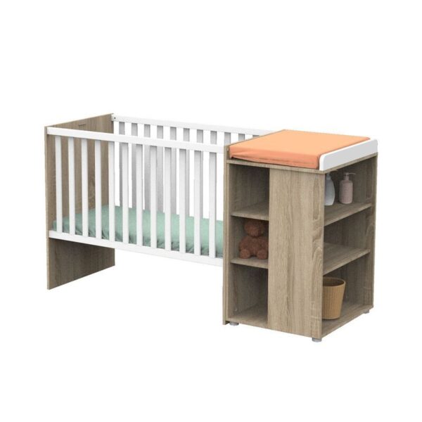 Lit bébé combiné 60x120cm évolutif en 90x190cm Nova Blanc Lin - SAUTHON