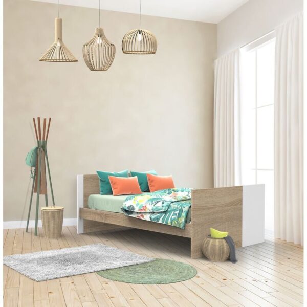 Lit bébé 70x140cm évoluif en 90x190-140x190cm Nova Blanc Lin - SAUTHON