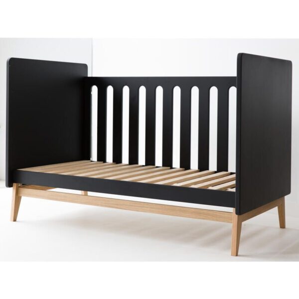 Lit bébé 70x140cm évolutif en banquette Pure Noir - PERICLES