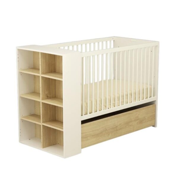 3-3500760132807_3 Lit bébé combiné 60x120cm évolutif en 90x190cm Paloma Blanc - SAUTHON