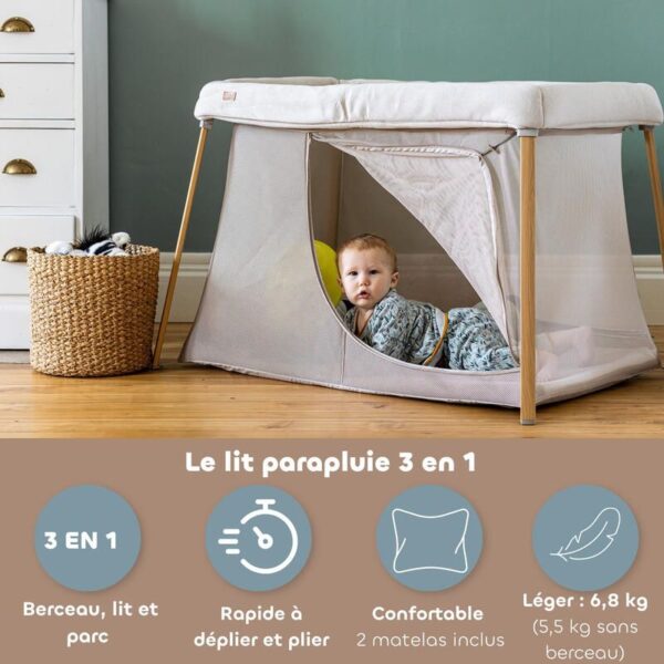 Lit Parapluie 3 en 1 Eazy Sleep Argile Gazelle - BEABA
