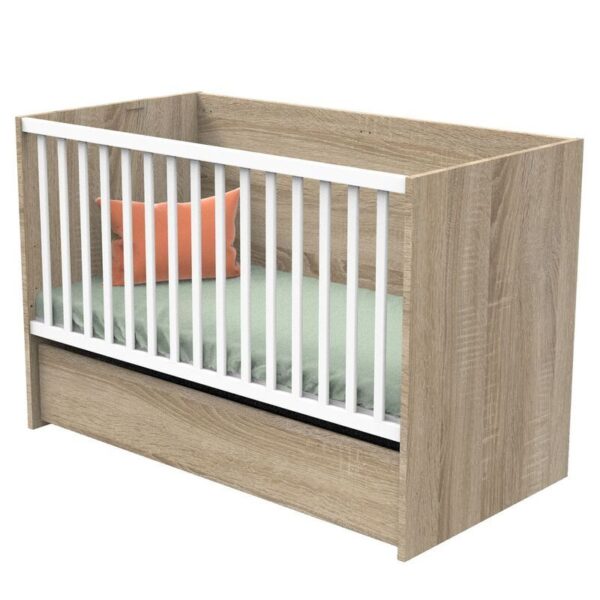 Lit bébé 70x140cm évoluif en 90x190-140x190cm Nova Blanc Lin - SAUTHON