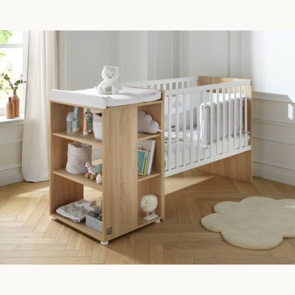 Lit bébé combiné 60x120cm évolutif en 90x190cm Nova Blanc Lin - SAUTHON