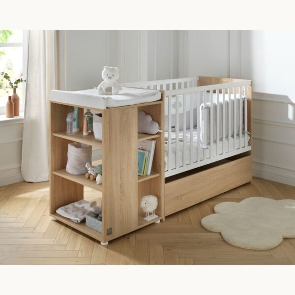 Lit bébé combiné 60x120cm évolutif en 90x190cm Nova Blanc Lin - SAUTHON