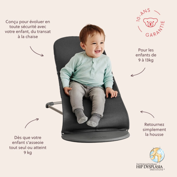 7317680051844-4 BabyBjörn Transat bébé balance soft tissé Gris Foncé