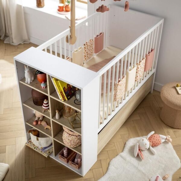 8-3500760132807_8 Lit bébé combiné 60x120cm évolutif en 90x190cm Paloma Blanc - SAUTHON