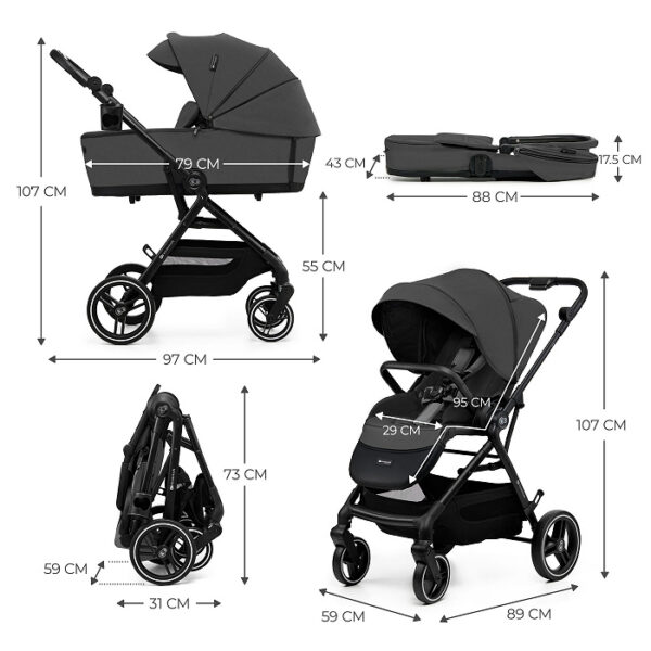 Poussette 3en1 YOXI - Gris