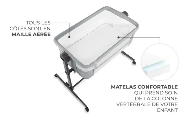 Lit Bébé Cododo avec Matelas de Naissance