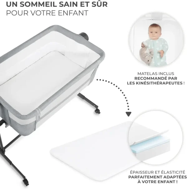 Lit Bébé Cododo avec Matelas de Naissance