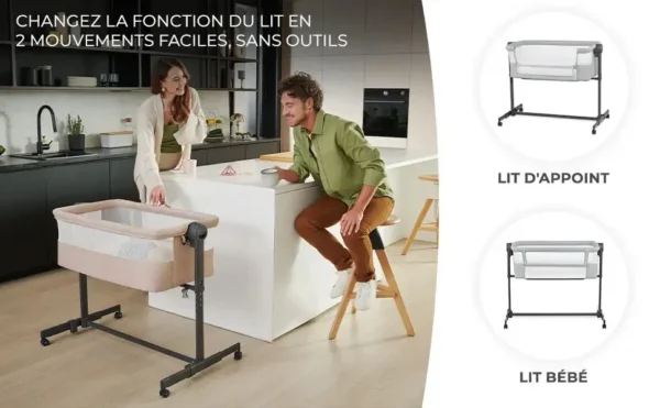 Lit Bébé Cododo avec Matelas de Naissance