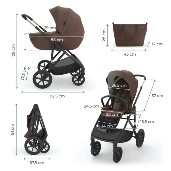Poussette multifonction 3en1 PRIME 3 - Marron