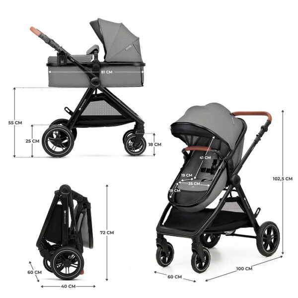 Poussette multifonctionnelle 3 en 1 ESME PRO - Gris